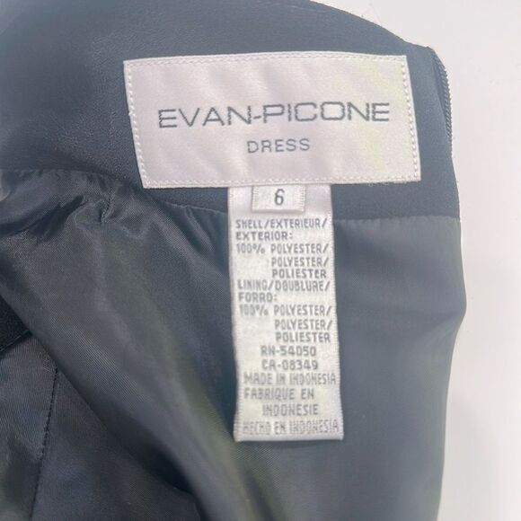 Evan Picone Vintage Black Sleeveless Peplum Midi Dress Size 6 old Money - Picture 6 of 6